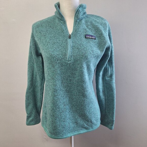 Patagonia Quarter Zip Pullover Womens M Sweatshirt Gorp Core Teal Blue Fleece - Picture 1 of 9